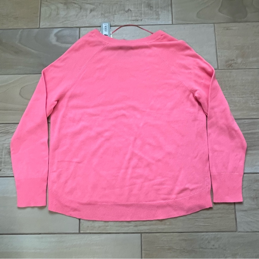 Pink 100% Cashmere Sweater Large Soft Pullover Easter NWT Spring Luxury Drop Hem - Picture 2 of 11